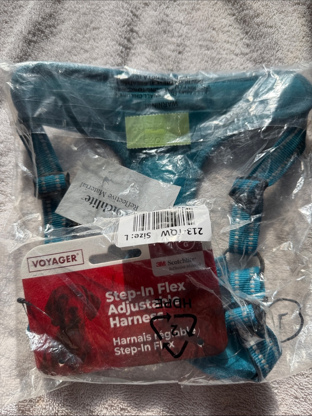 Voyager Teal Step-In Adjustable Dog Harness - Reflective